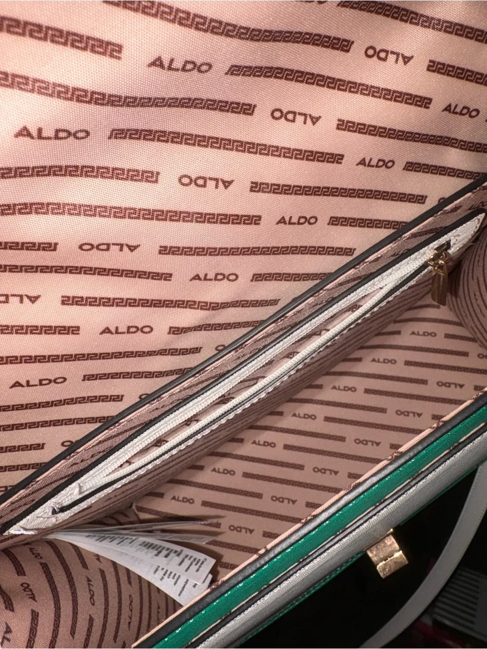 Aldo Pink, Green & White Colorblock Top-Handle Satchel/ Crossbody Purse